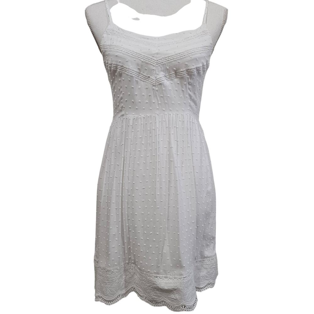 Nectar White Swiss Dot Lace Trim Slip Dress Lined Size Med - Picture 6 of 6